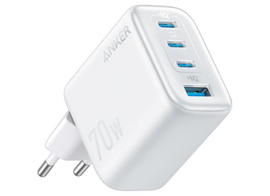 Anker Zolo USB C Wall Charger, 4-Port, PD 3.0 Wall Adapter with 70W Max Output, 3 USB-C and 1 USB-A, Compact and Stable Design, for iPhone 17/16 Series, MacBook, iPad, Pixel, Galaxy, and More (White)
